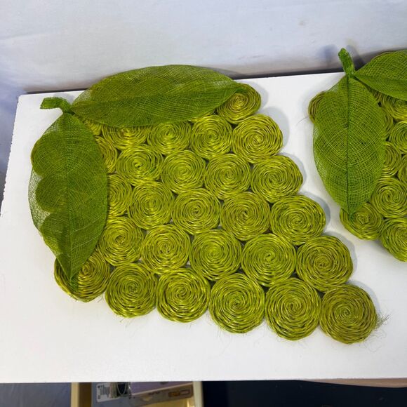 VTG Abaca Fiber Woven Trivets & Coasters SET of 6 Fruit Home Decor Accents - Picture 2 of 10